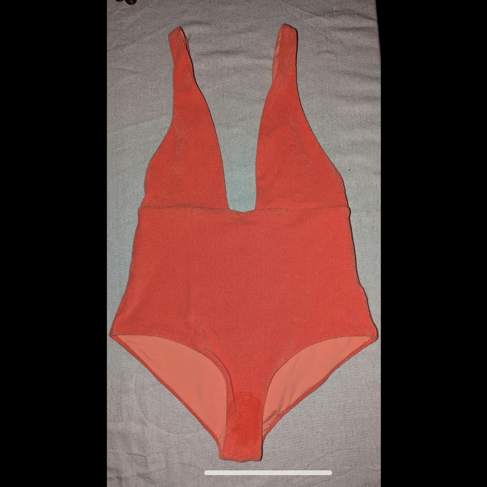 Mara Hoffman coral orange one-piece bathing swim suit